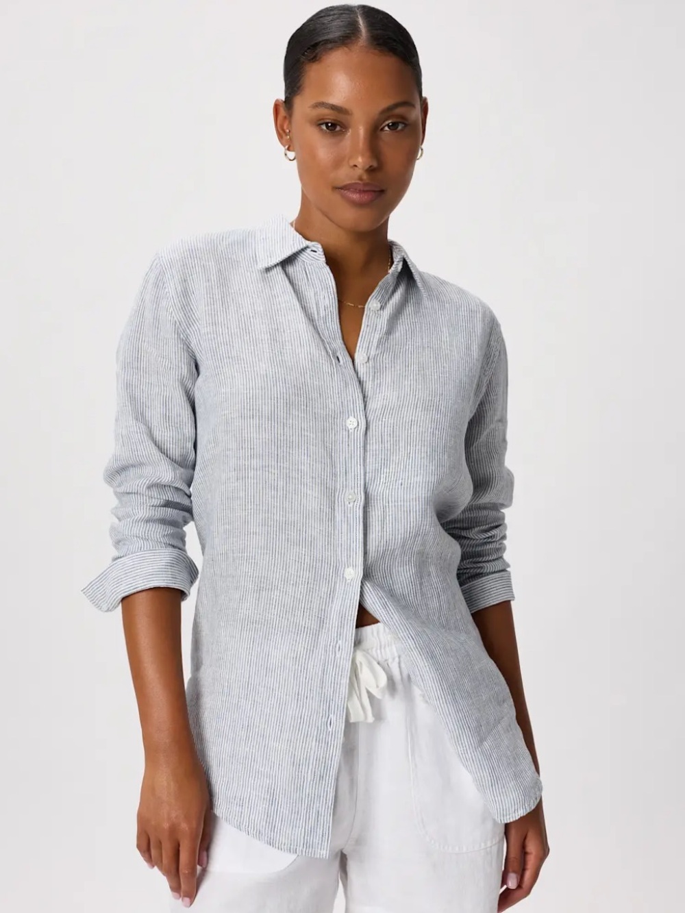 Quince Pinstripe Linen Shirt